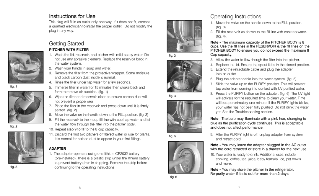 HoMedics RWS-1FL, RWS-100, IB-RWS100A instruction manual Instructions for Use, Getting Started, Operating Instructions 