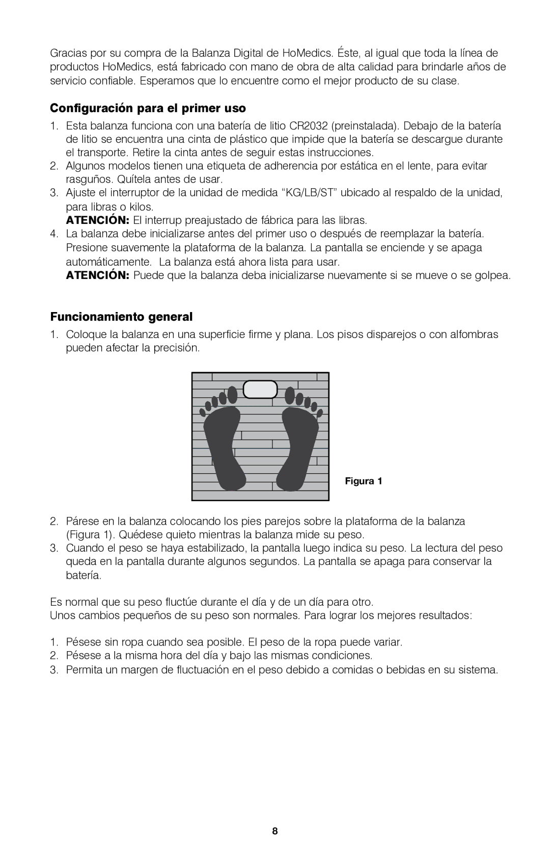 HoMedics SC-322 manual Configuración para el primer uso, Funcionamiento general 