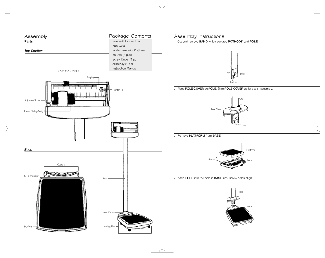 HoMedics SC-650 instruction manual Package Contents, Assembly Instructions 