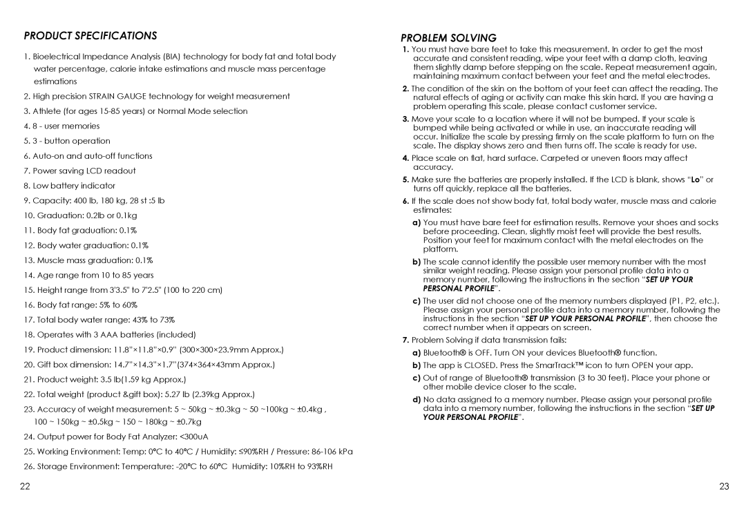 HoMedics SC-902 instruction manual Product Specifications, Problem Solving 