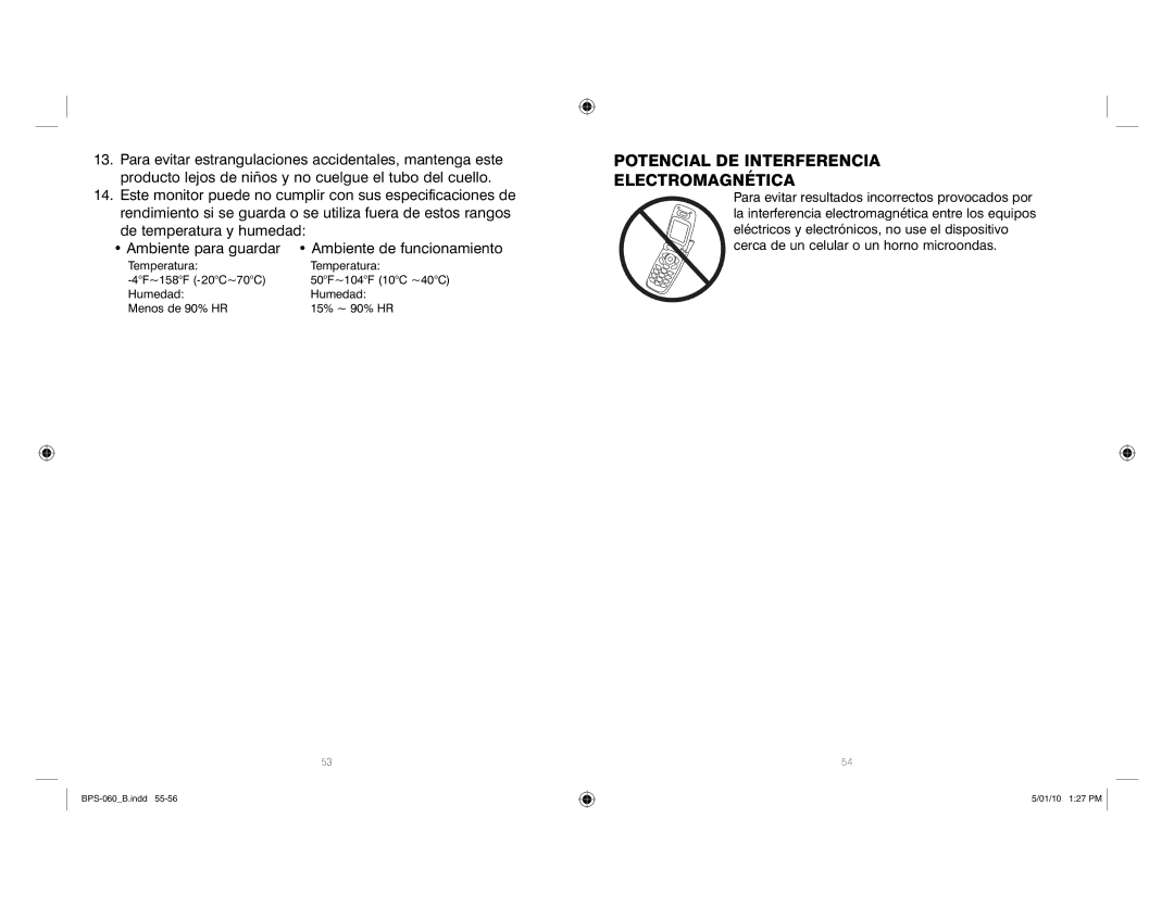 HoMedics SPS-060 manual Potencial DE Interferencia Electromagnética 