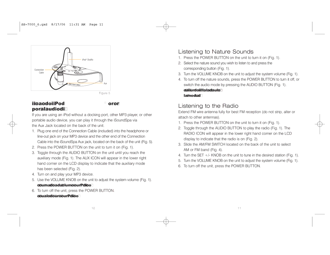 HoMedics SS-7000 instruction manual Listening to Nature Sounds, Listening to the Radio 