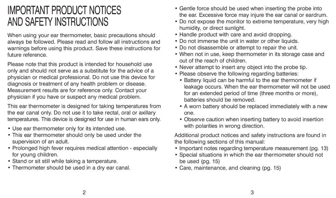 HoMedics TE-100 warranty Safety Instructions 