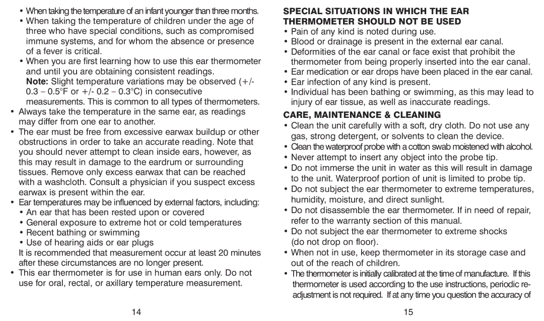 HoMedics TE-100 warranty CARE, Maintenance & Cleaning 