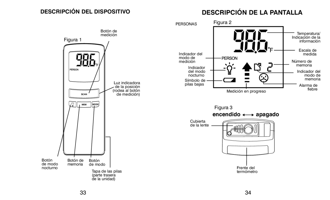 HoMedics TI-150 warranty Descripción DE LA Pantalla, Encendido apagado 