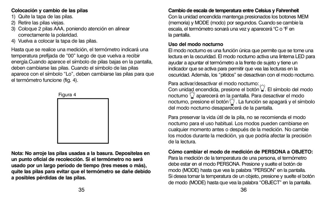 HoMedics TI-150 warranty Colocación y cambio de las pilas, La pantalla, Uso del modo nocturno 