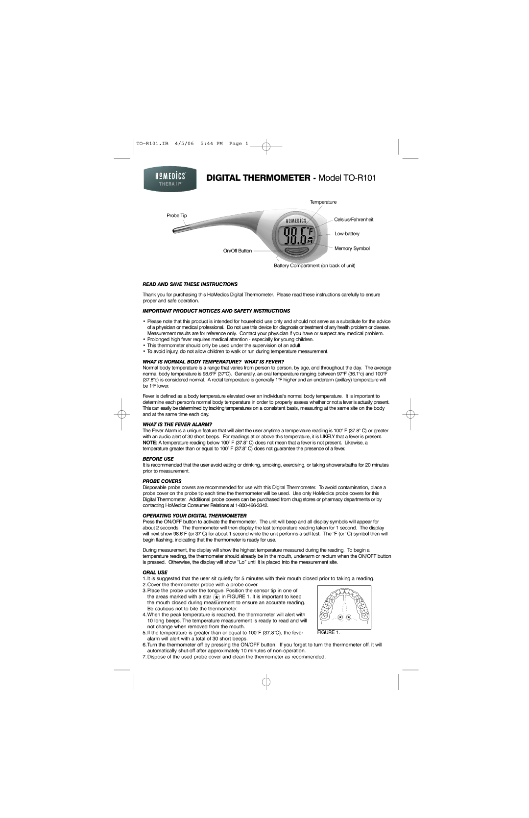 HoMedics TO-R101 manual Read and Save These Instructions, Important Product Notices and Safety Instructions, Before USE 