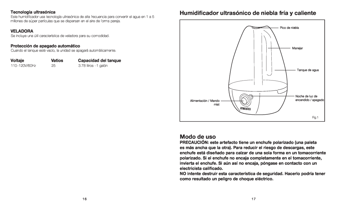HoMedics UHE-CM25 instruction manual Modo de uso 