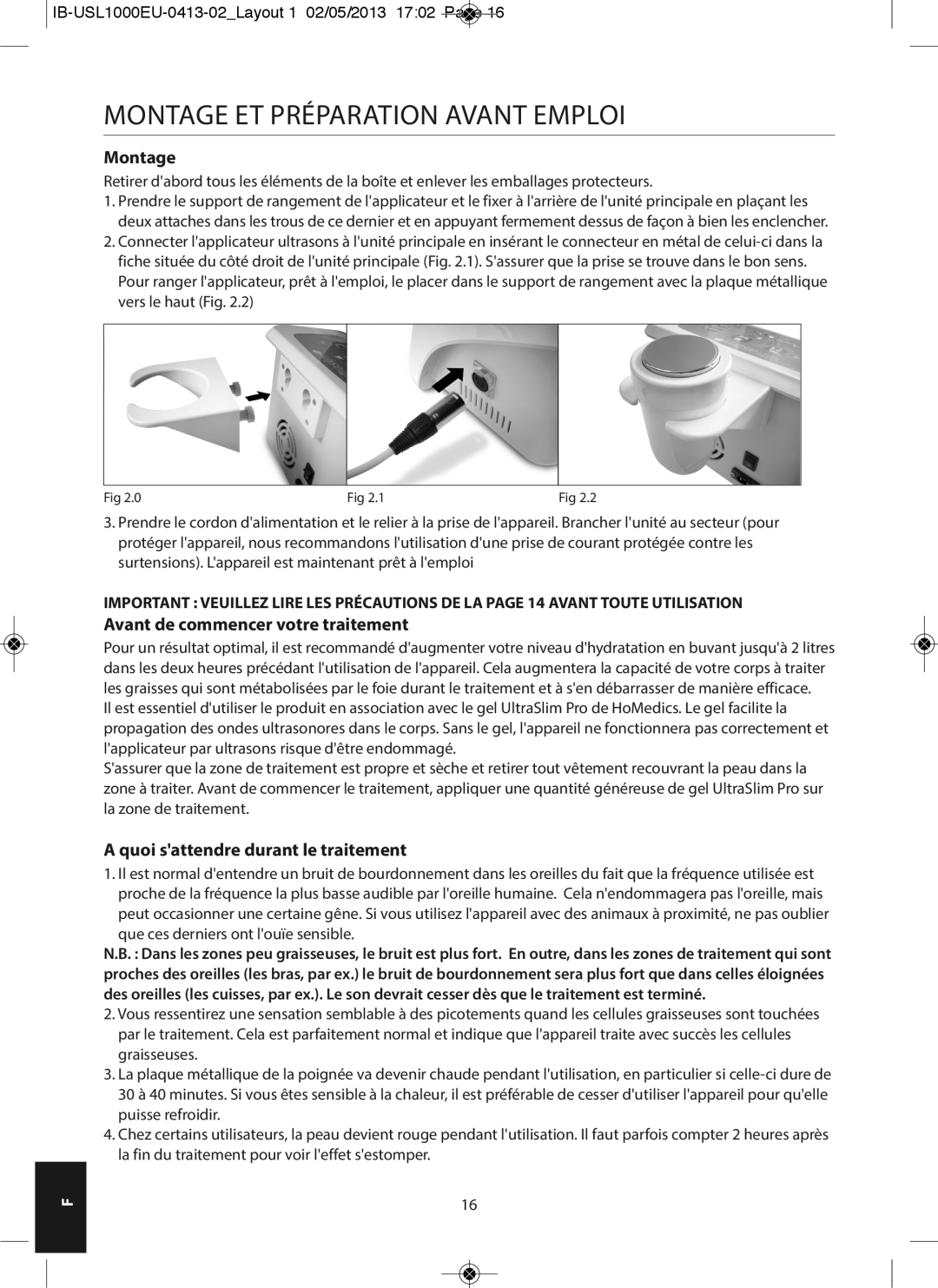 HoMedics USL-1000-EU instruction manual Montage ET Préparation Avant Emploi, Avant de commencer votre traitement 