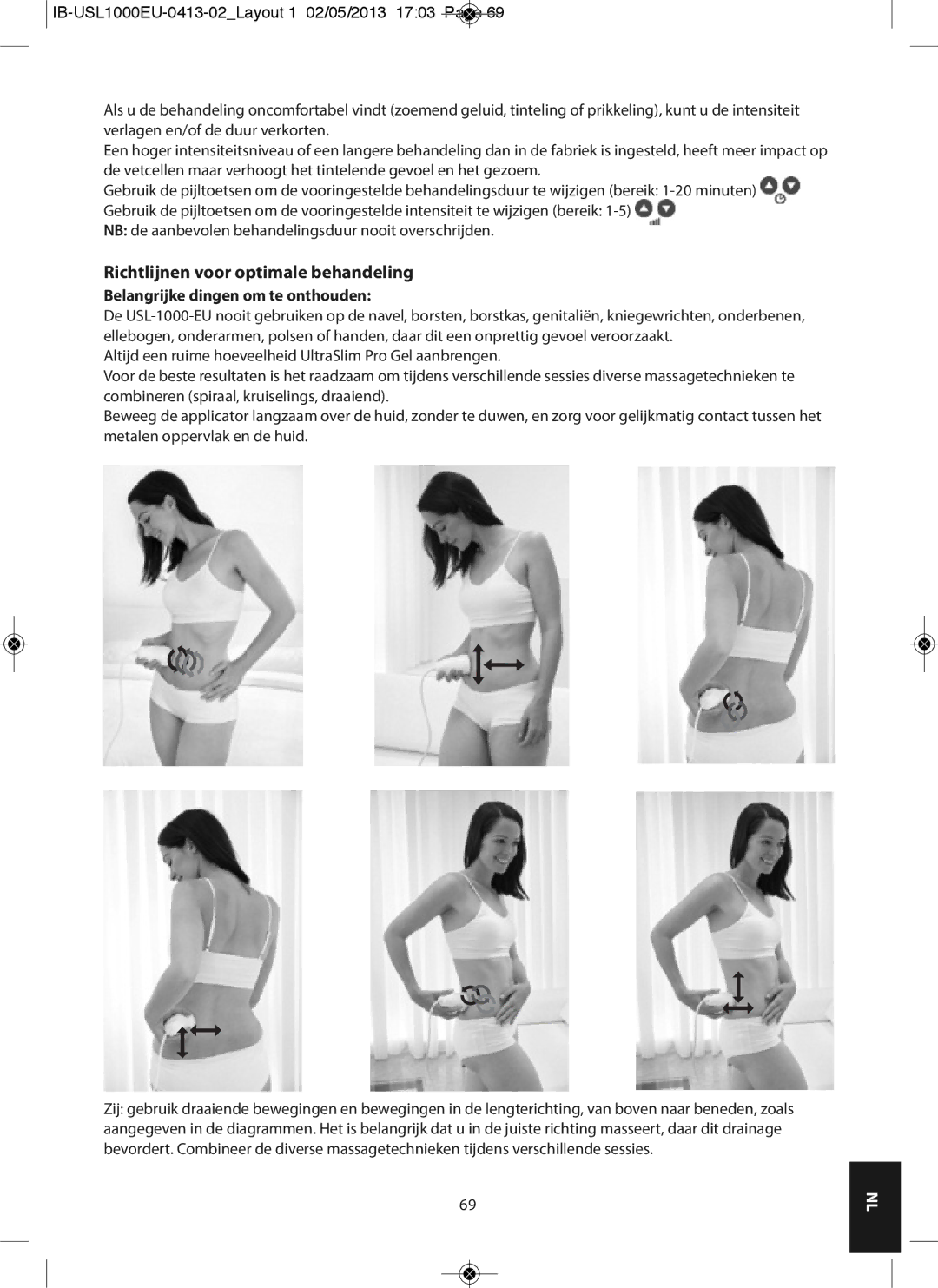 HoMedics USL-1000-EU instruction manual Richtlijnen voor optimale behandeling, Belangrijke dingen om te onthouden 