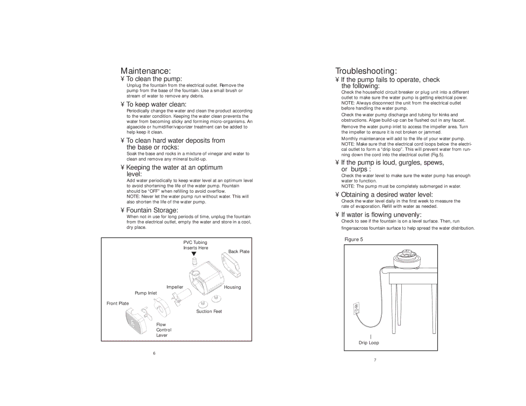 HoMedics WF-MN-OAS instruction manual Maintenance, Troubleshooting 