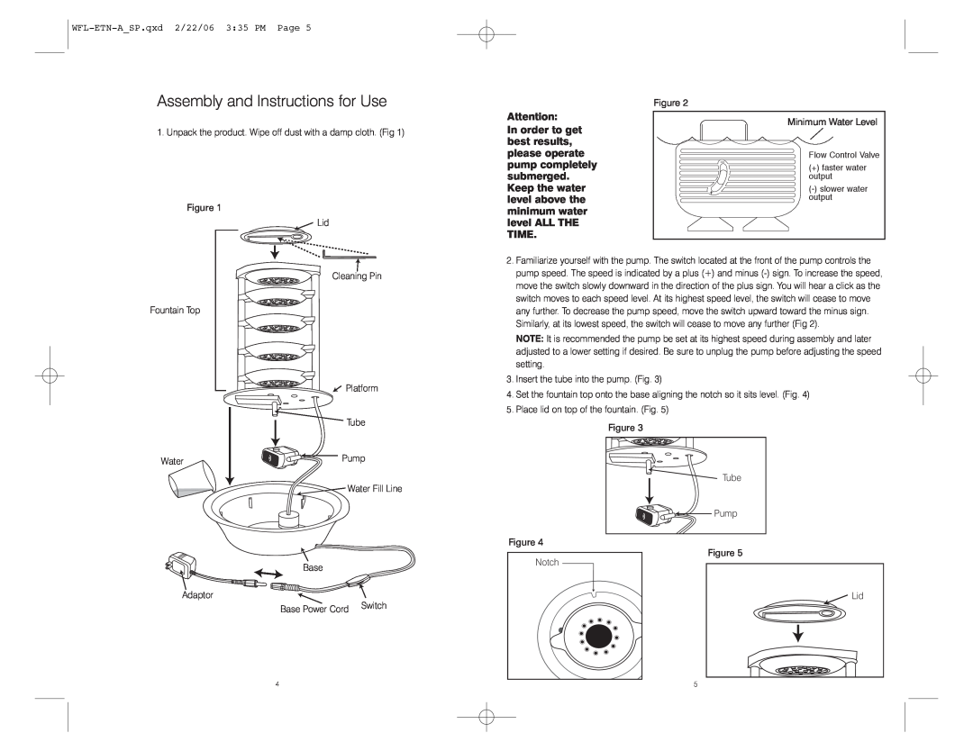 HoMedics WFL-ETN instruction manual Assembly and Instructions for Use 