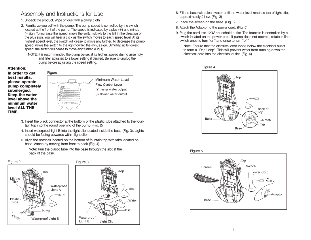 HoMedics WFL-FLOR instruction manual Assembly and Instructions for Use, Unpack the product. Wipe off dust with a damp cloth 