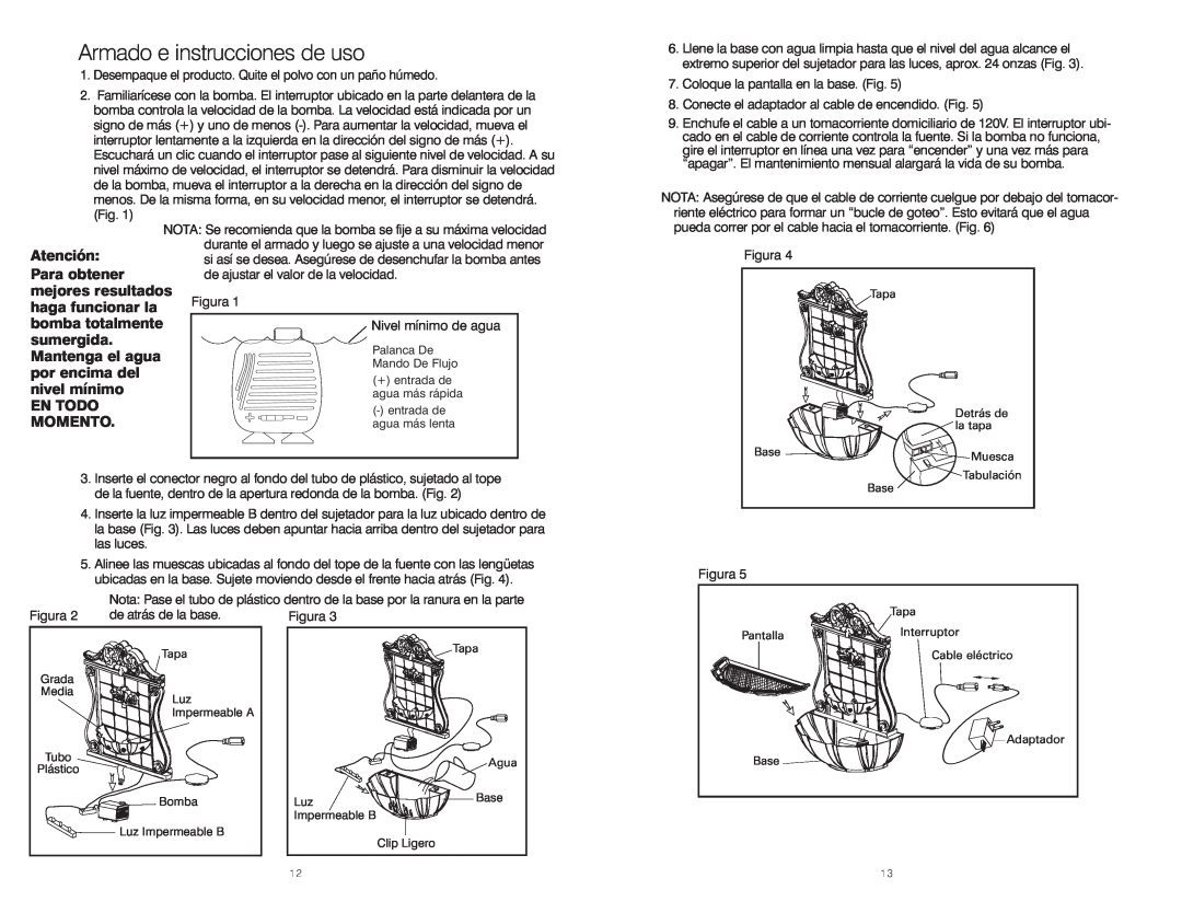 HoMedics WFL-FLOR instruction manual Armado e instrucciones de uso 