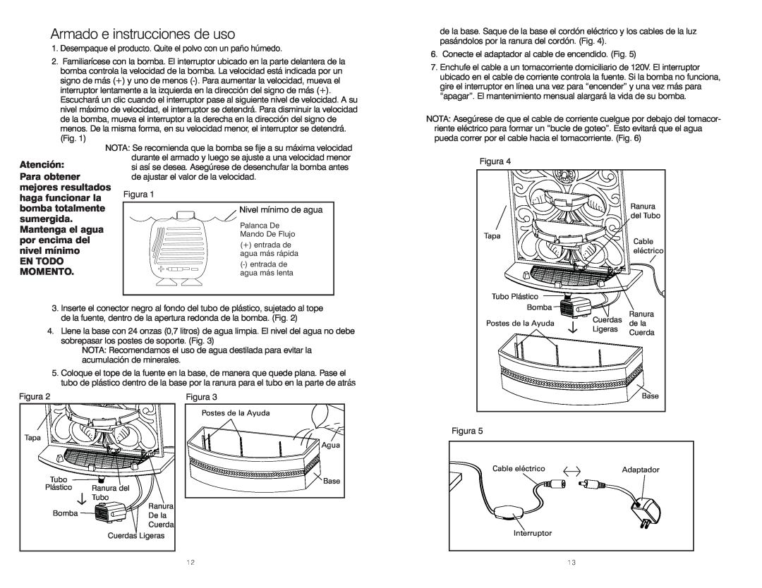 HoMedics WFL-GRE instruction manual Armado e instrucciones de uso 