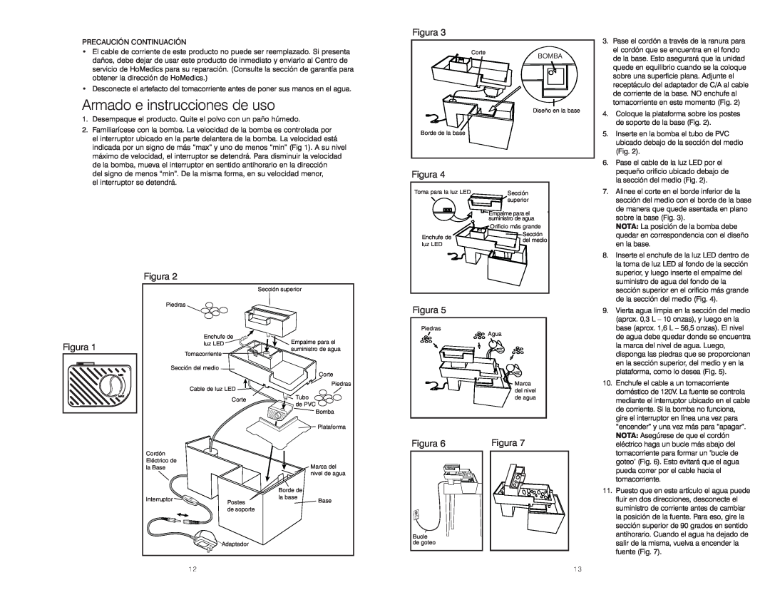 HoMedics IB-WFLRVRB, WFL-RVRB instruction manual Armado e instrucciones de uso, Figura 