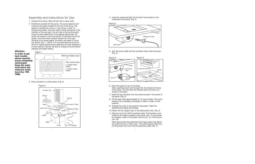 HoMedics WFL-SLST instruction manual Assembly and Instructions for Use, Time 