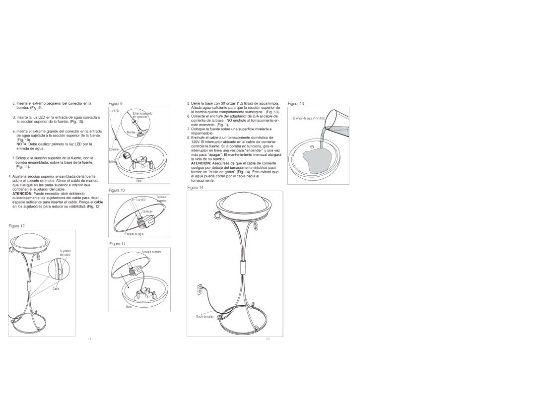 HoMedics IB-WFLTRTW, WFL-TRTW instruction manual Sujetador del cable Cable 