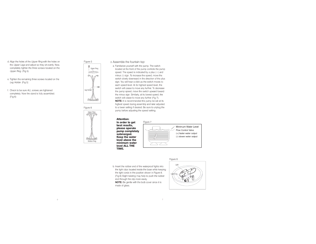 HoMedics WFL-TRTW, IB-WFLTRTW instruction manual Assemble the fountain top 