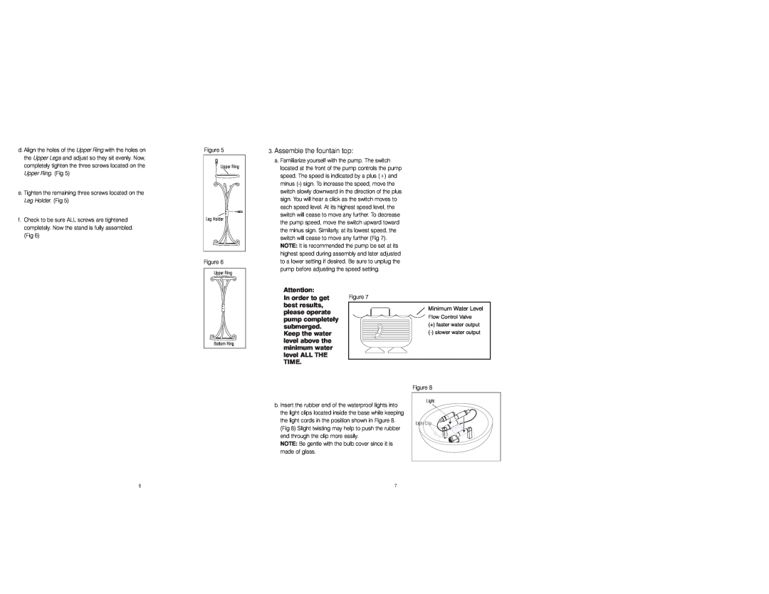 HoMedics WFL-TRTW, IB-WFLTRTW instruction manual Assemble the fountain top 
