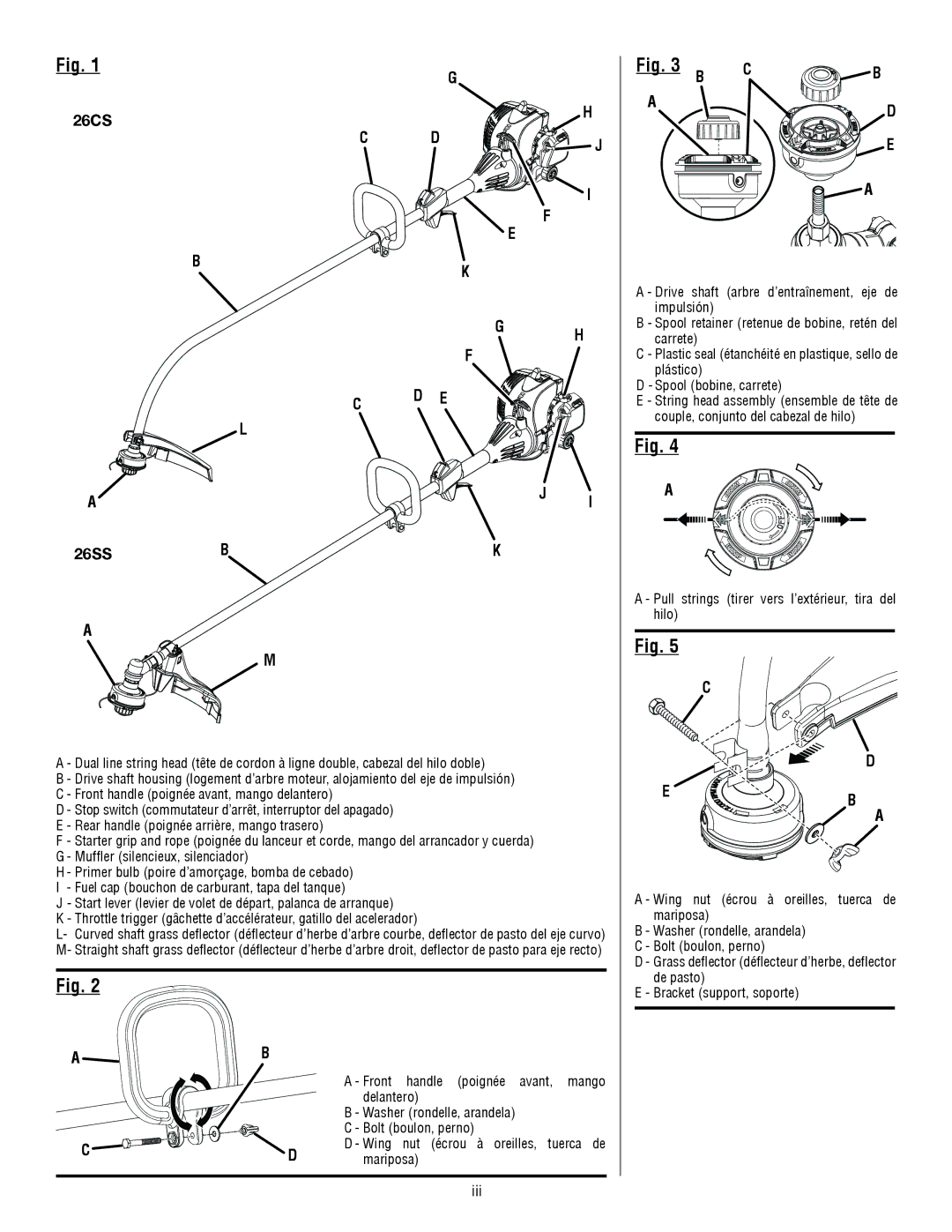 Homelite 26CS UT22600, 26SS UT22650 manuel dutilisation 26CS 26ss, Iii 