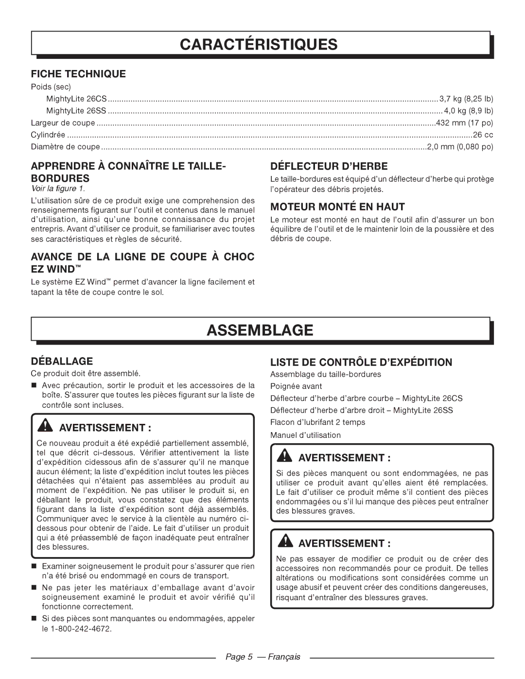 Homelite 26SS manuel dutilisation Assemblage 