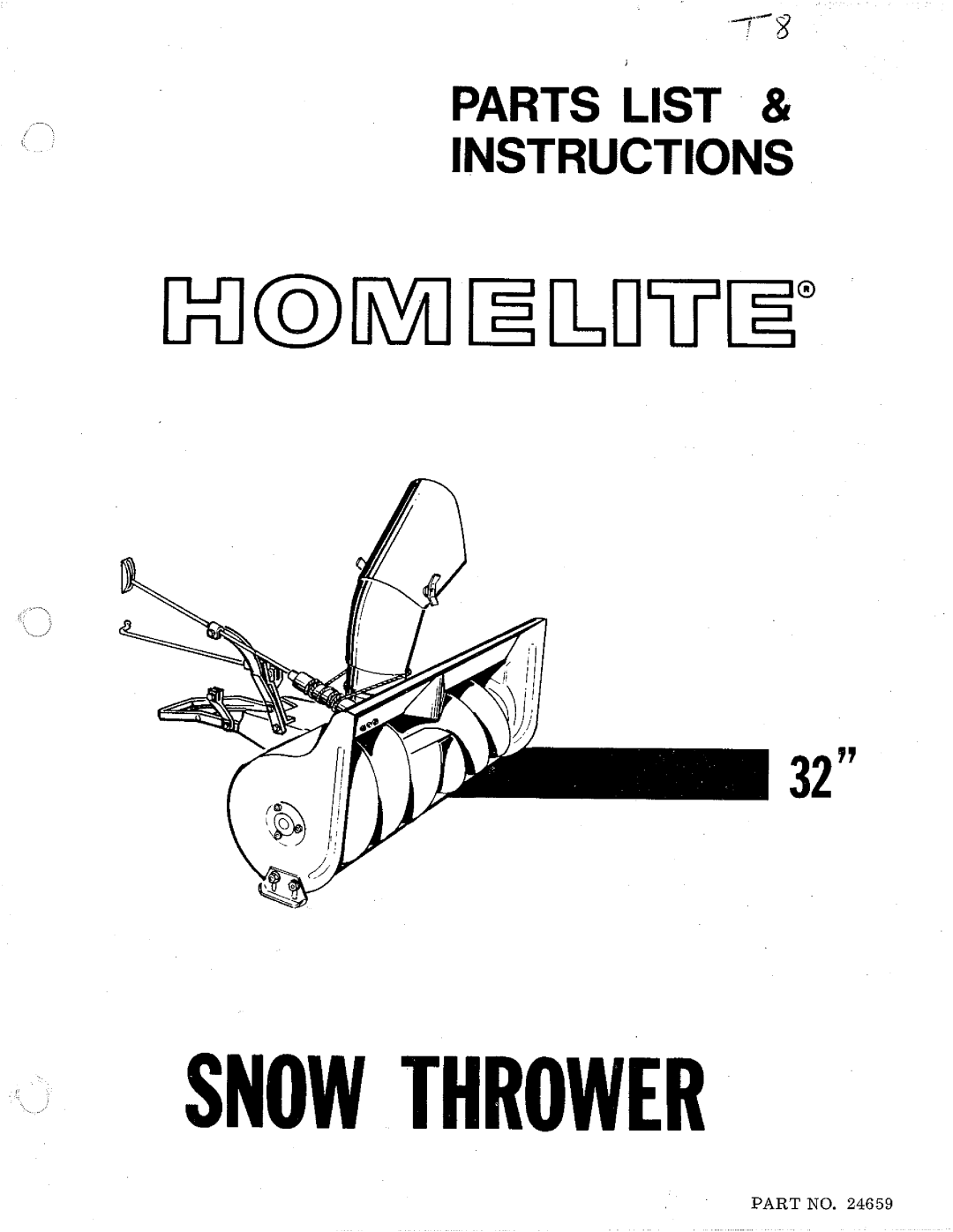 Homelite 32 Snow Thrower manual 