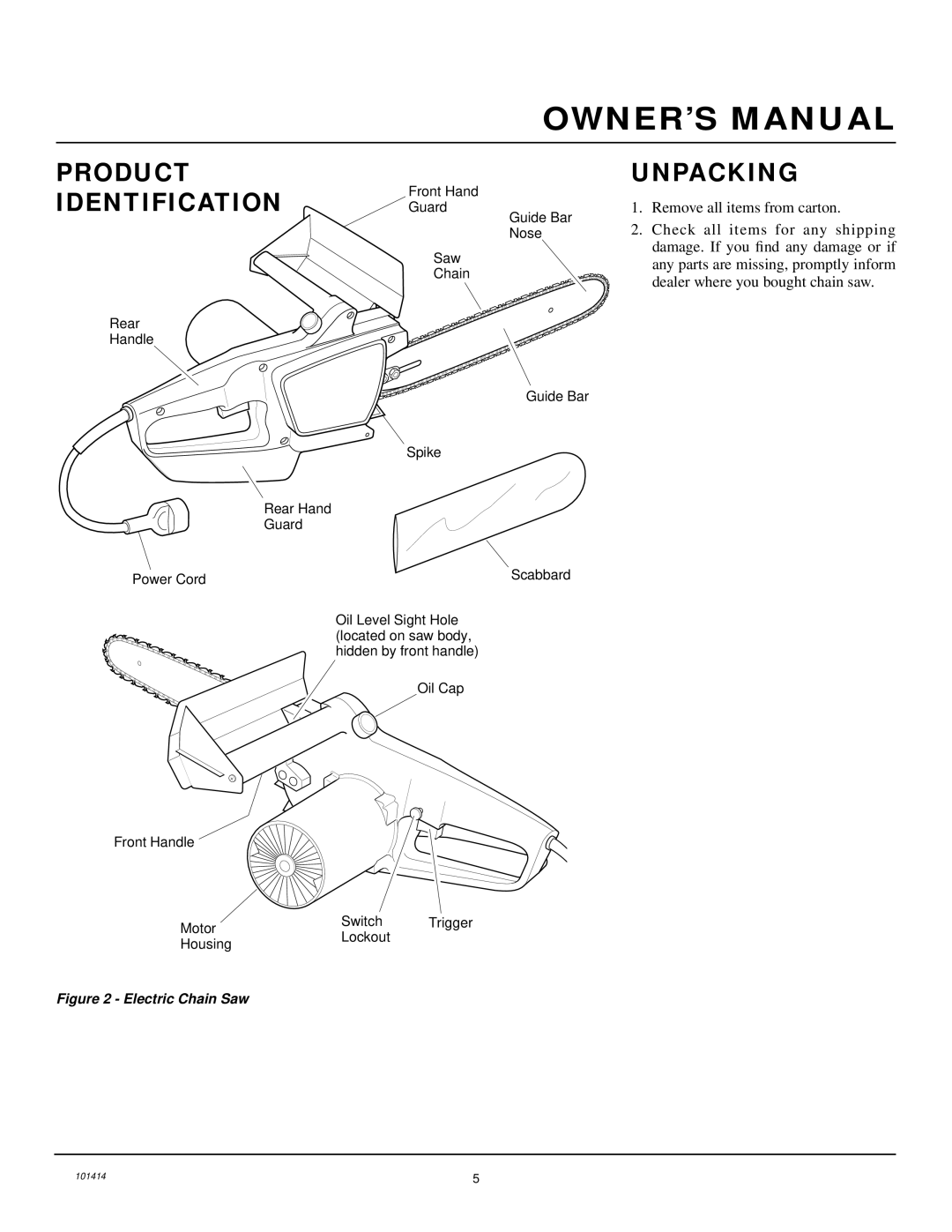 Homelite EL14 owner manual Product, Unpacking 