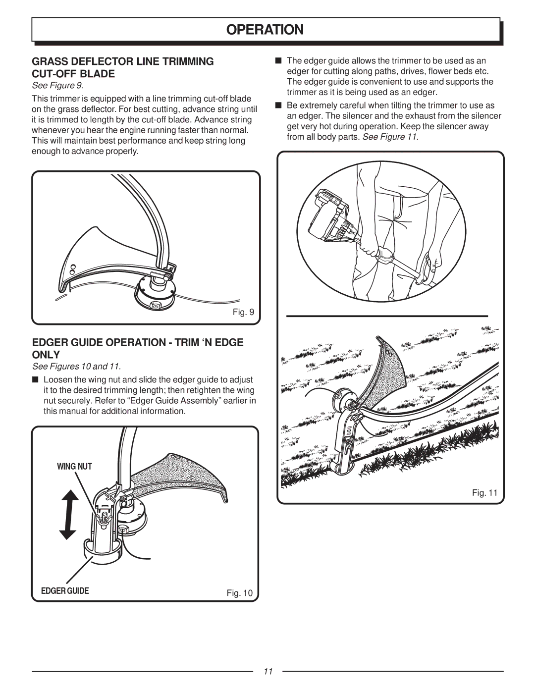 Homelite UT70123 Grass Deflector Line Trimming CUT-OFF Blade, Edger Guide Operation Trim ‘N Edge Only, See Figures 10 