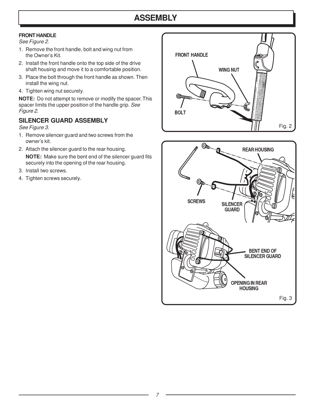 Homelite UT70123, F2035 manual Silencer Guard Assembly, See Figure 