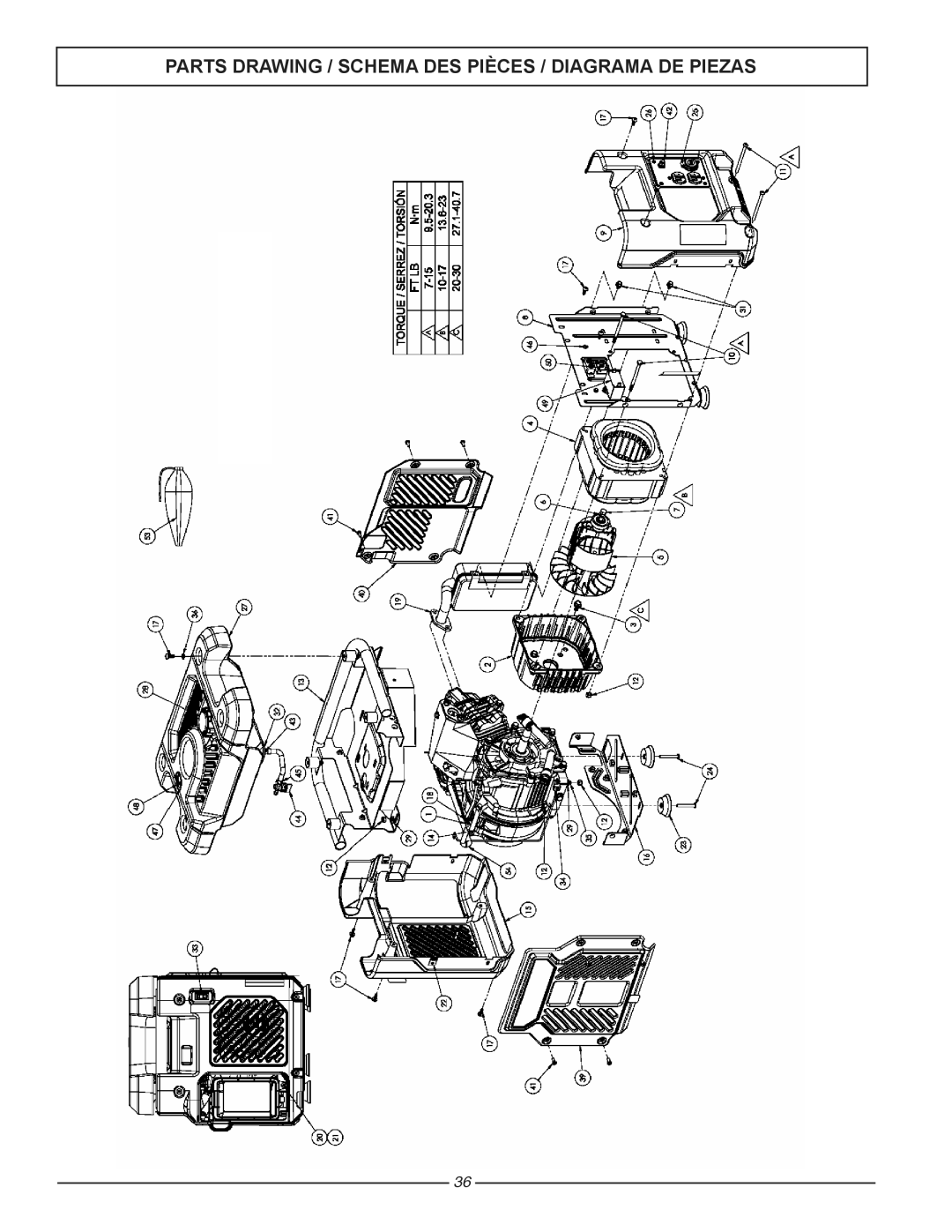 Homelite HG1800 manuel dutilisation Parts Drawing / Schema DES Pièces / Diagrama DE Piezas 