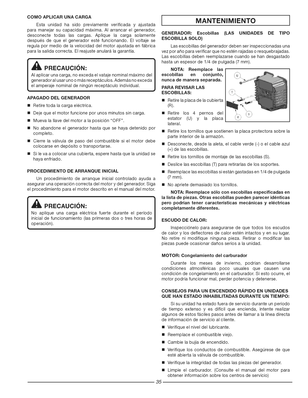 Homelite HG3510 manuel dutilisation Mantenimiento 