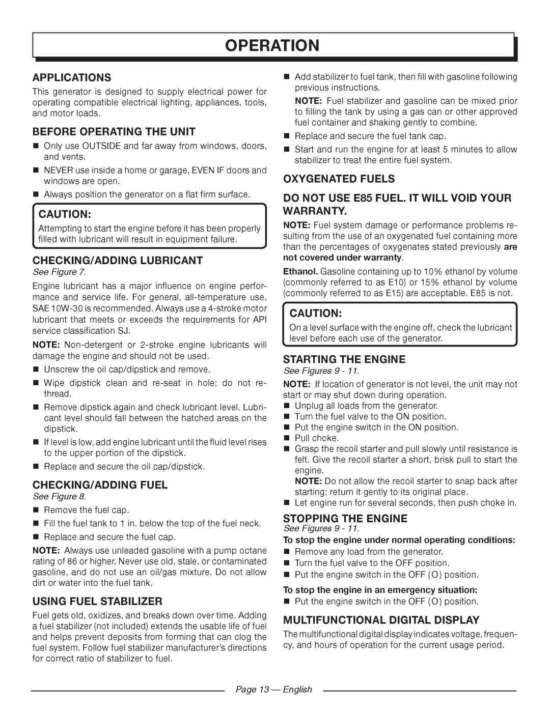 Homelite HG5000 manuel dutilisation Applications 