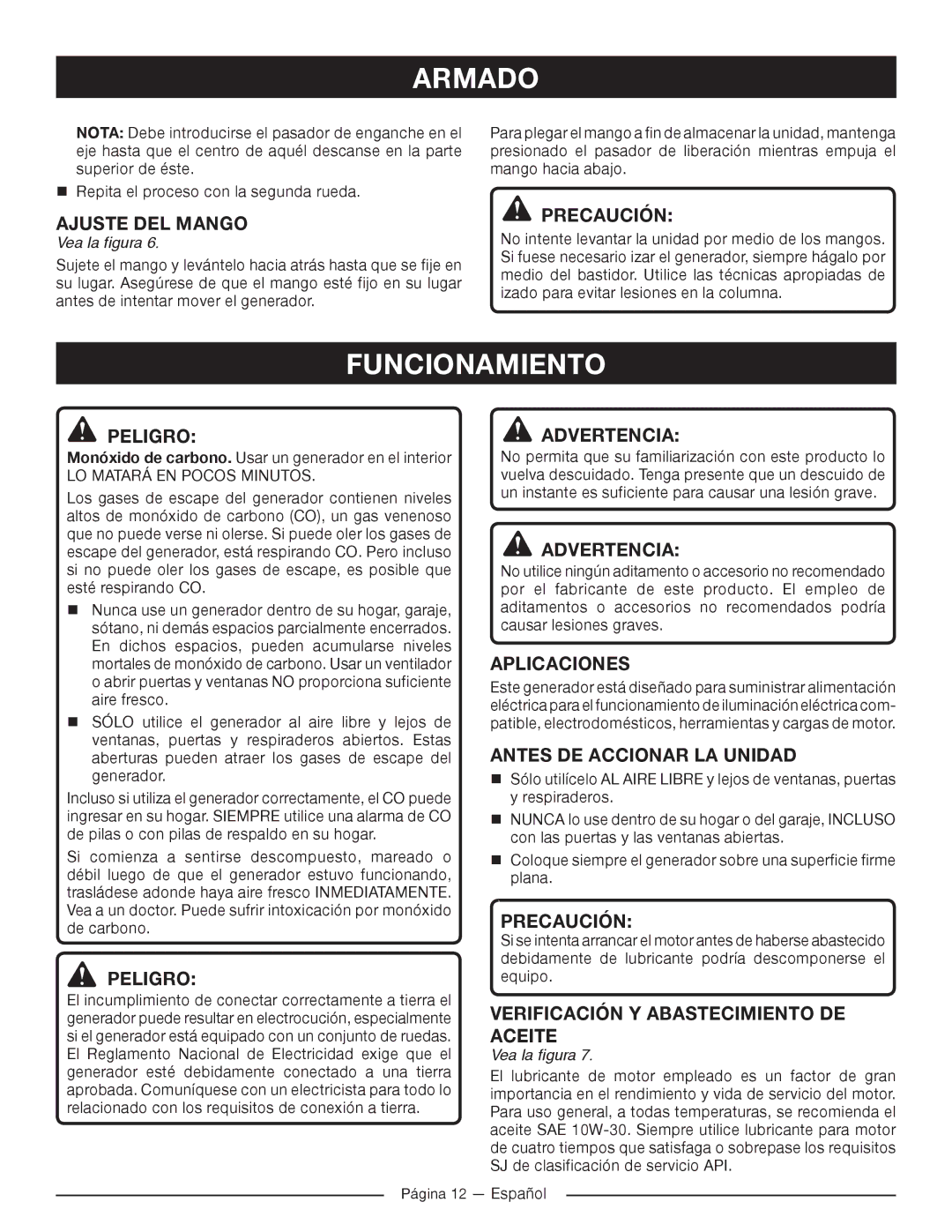 Homelite HG5022P manuel dutilisation Funcionamiento, Aplicaciones, Antes DE Accionar LA Unidad 