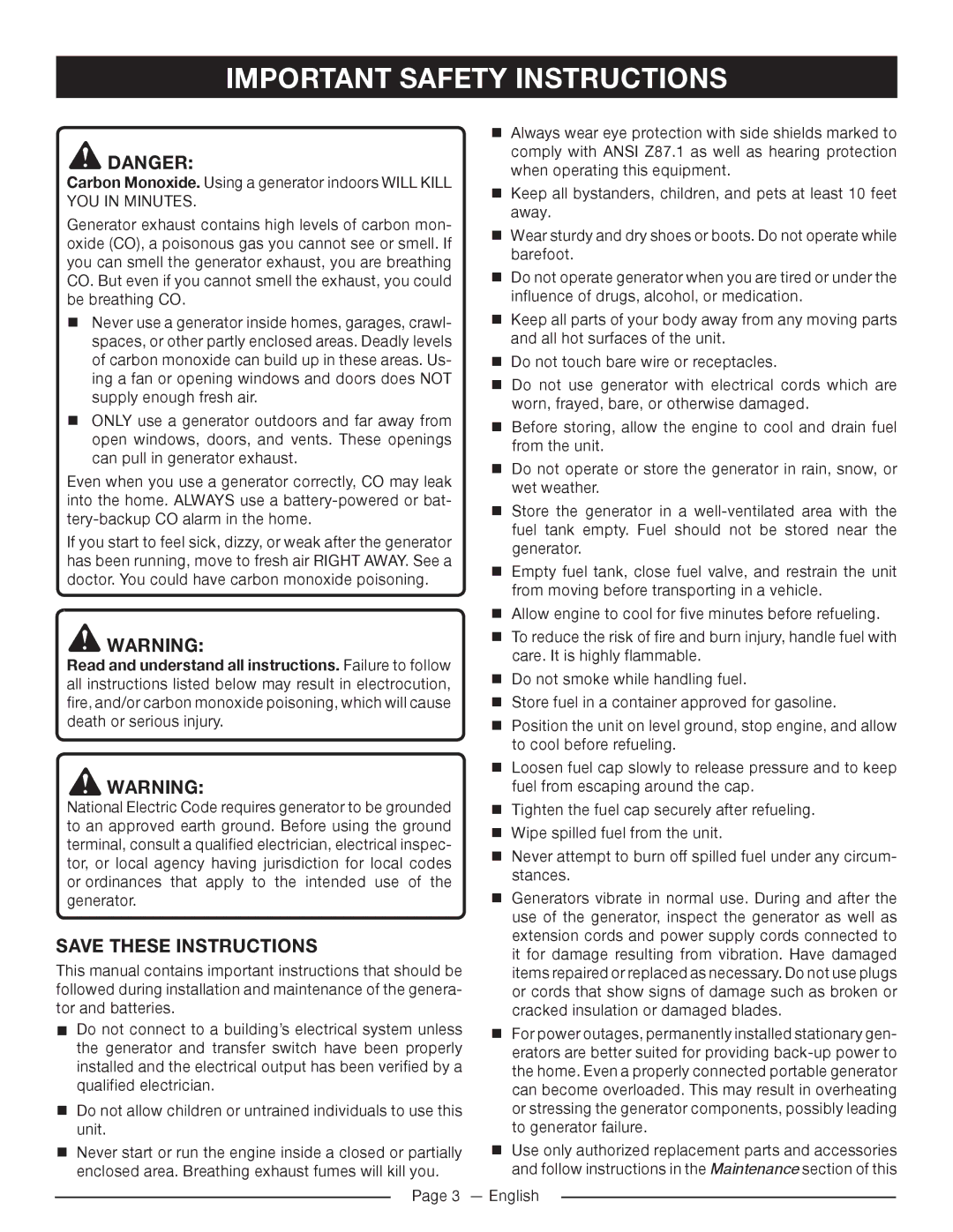 Homelite HG5022P manuel dutilisation Important safety instructions 