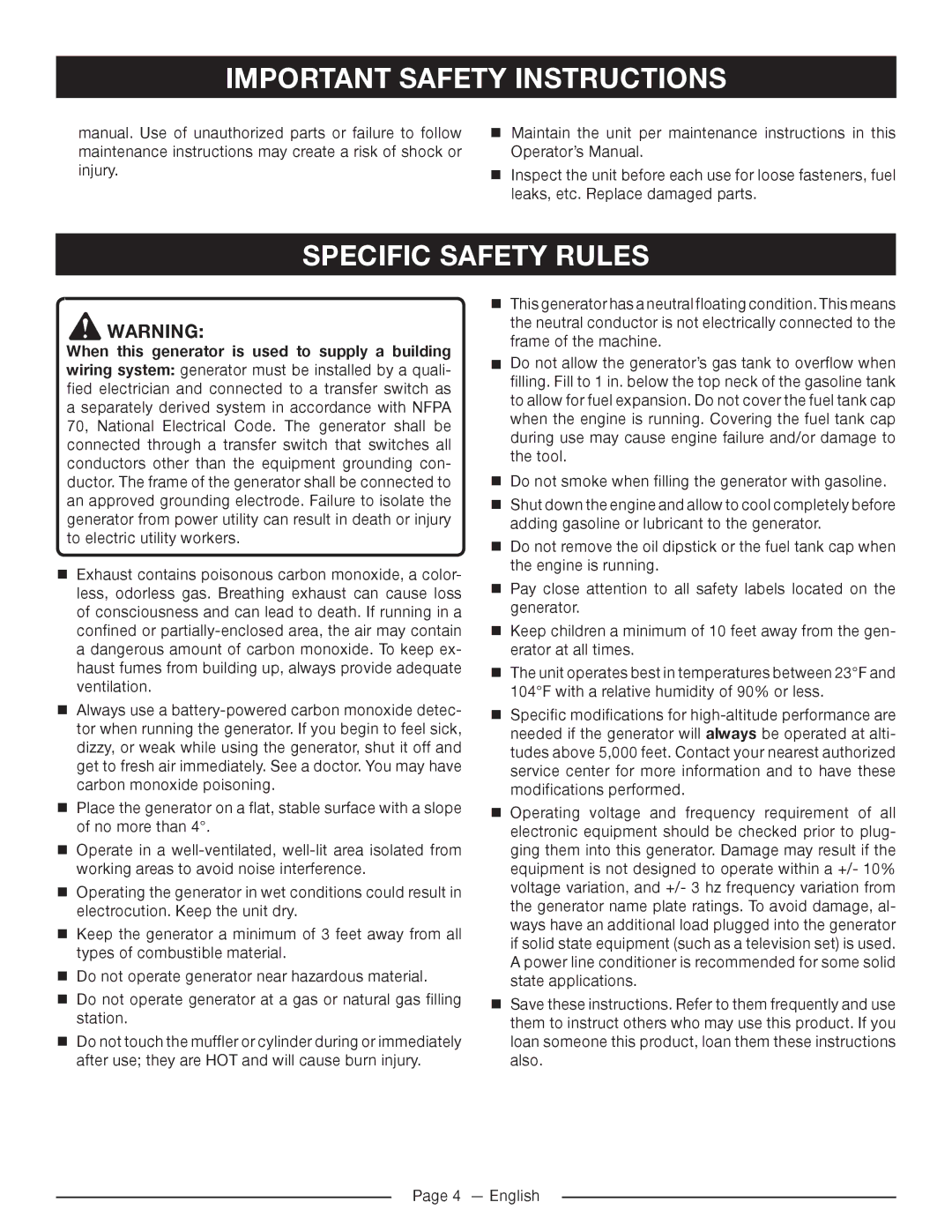 Homelite HG5022P manuel dutilisation Specific Safety Rules 