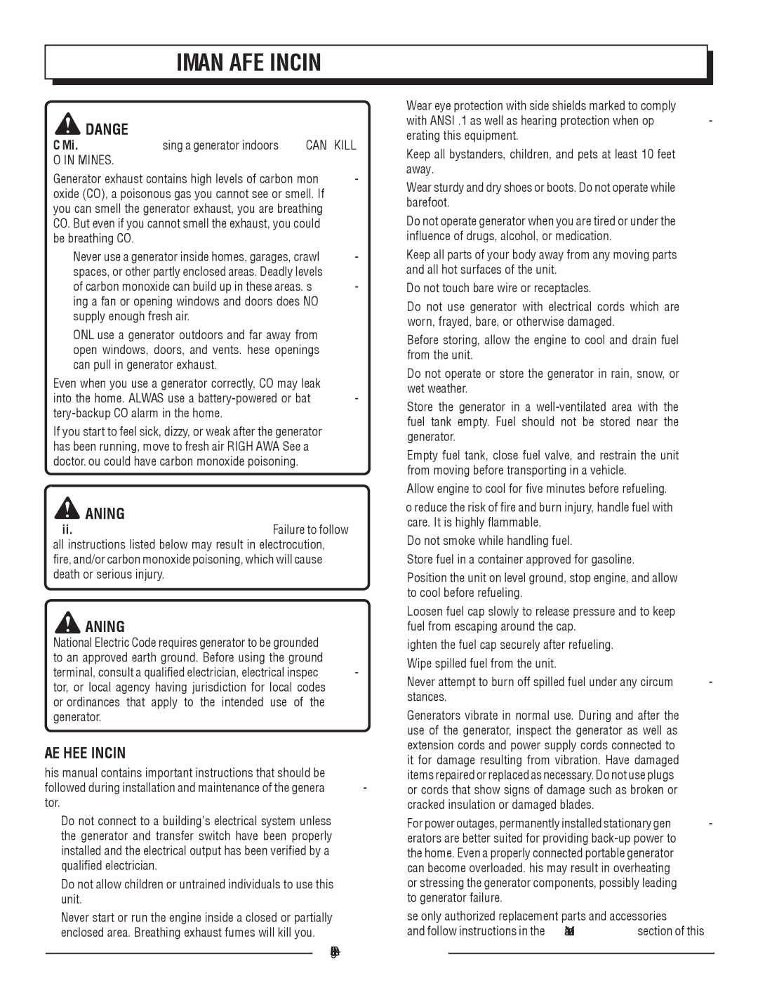 Homelite HGCA1400 manuel dutilisation Important safety instructions, English 