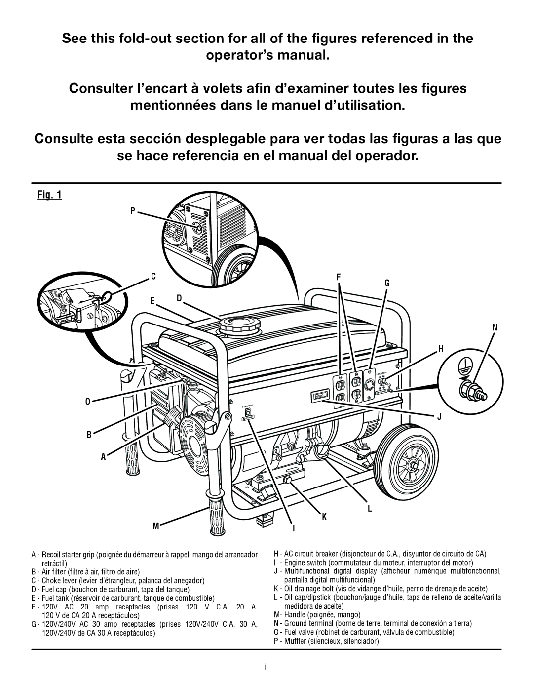 Homelite HGCA5000 manuel dutilisation Prises 120 V C.A De CA 20 a receptáculos 