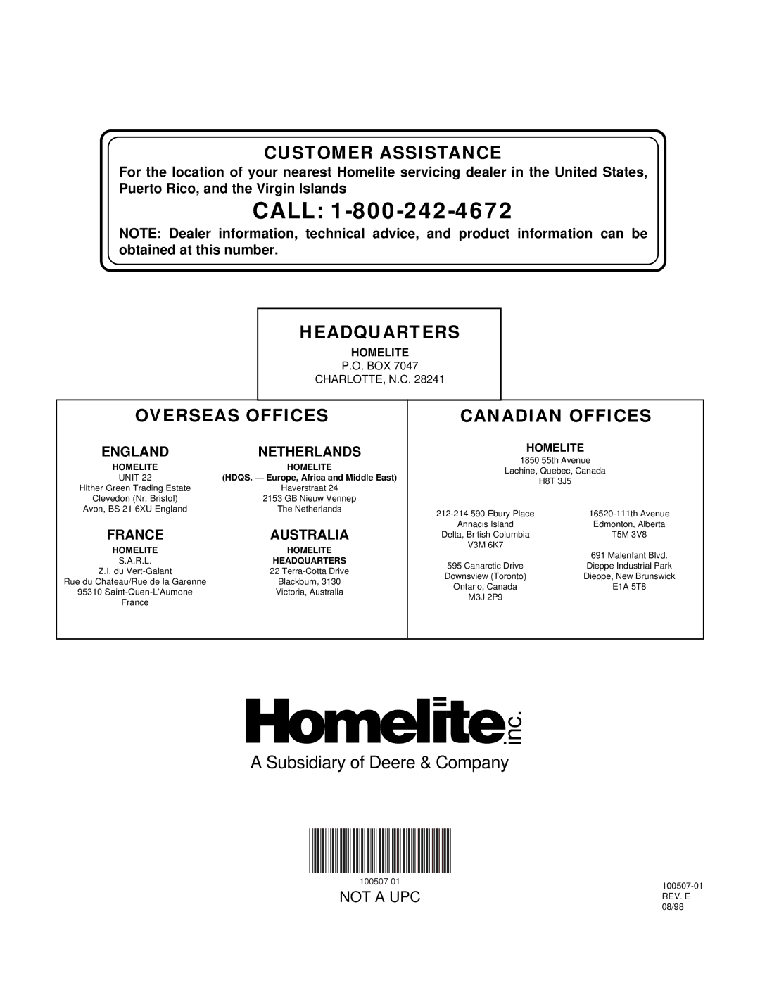 Homelite HH55, HH35A, HH110 & HH150A owner manual Inc 