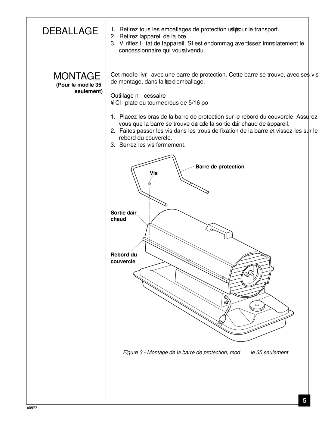 Homelite HHC100A, HHC35A, HHC150A owner manual Deballage Montage, Outillage né cessaire 