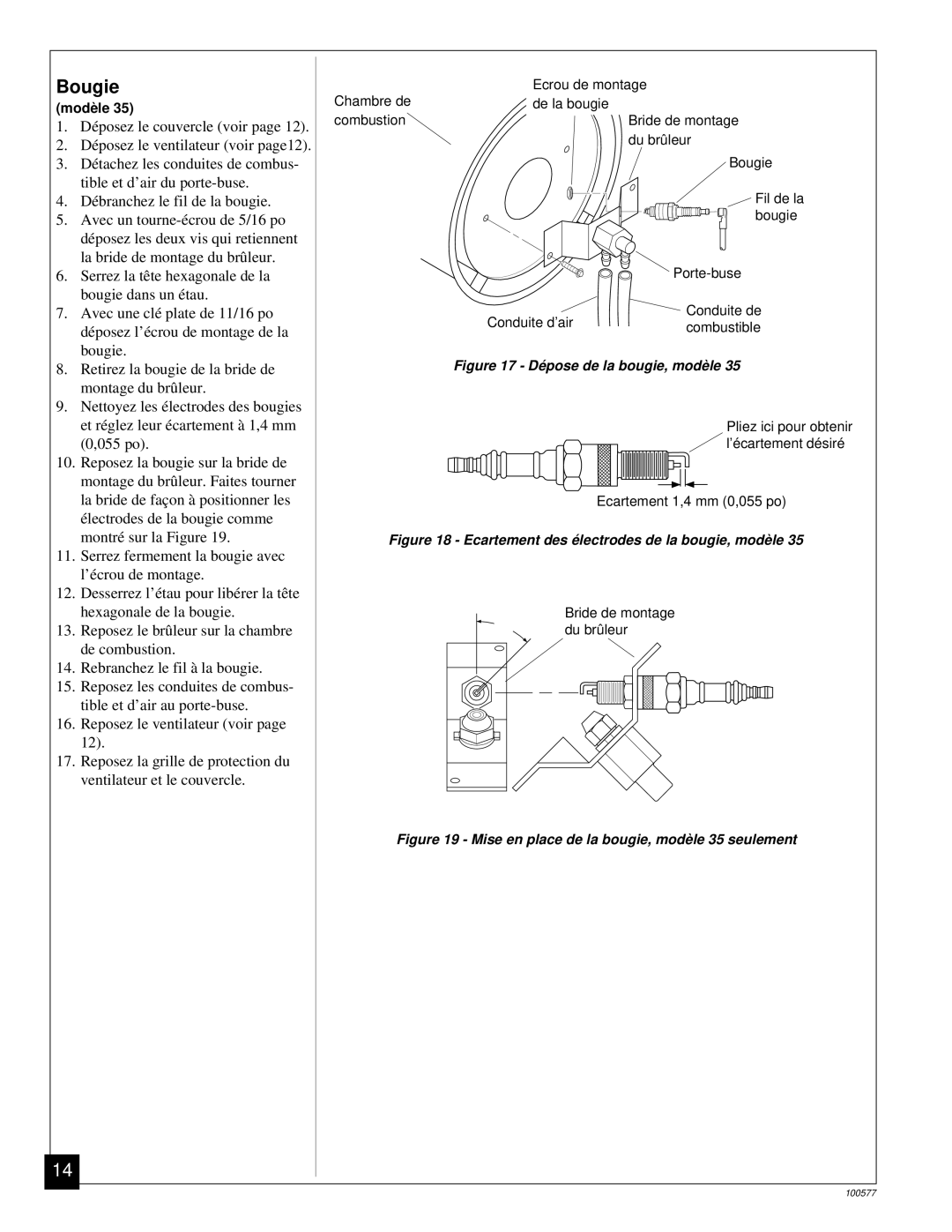 Homelite HHC100A, HHC35A, HHC150A owner manual Bougie, Électrodes de la bougie comme 