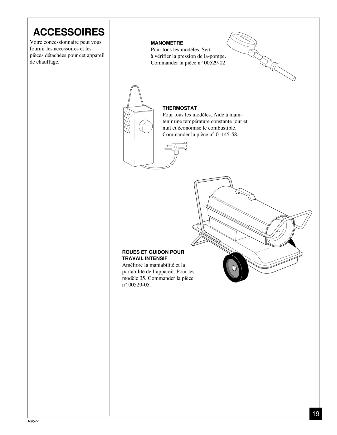 Homelite HHC35A, HHC100A, HHC150A owner manual Accessoires, Manometre 