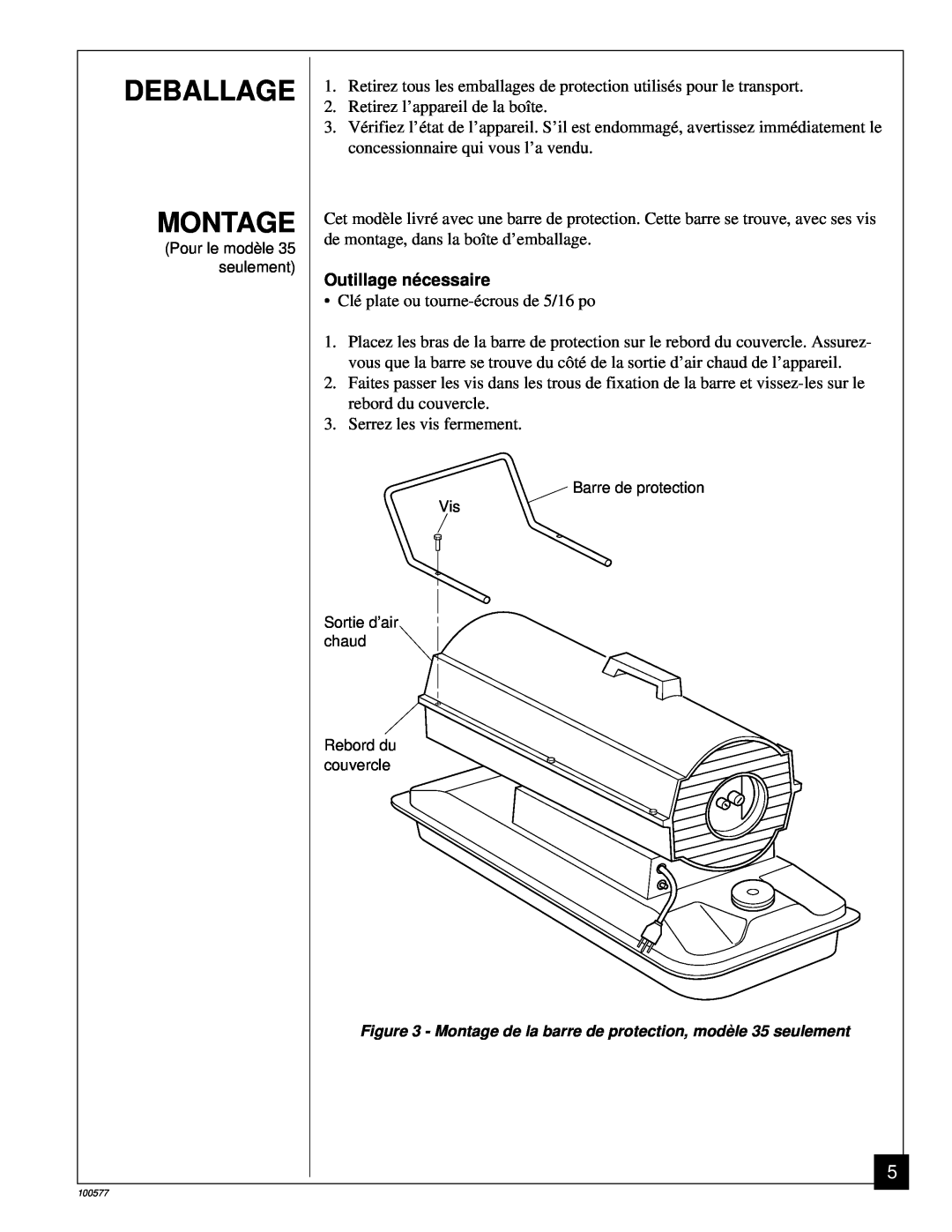 Homelite HHC100A, HHC35A, HHC150A owner manual Deballage Montage, Outillage né cessaire 