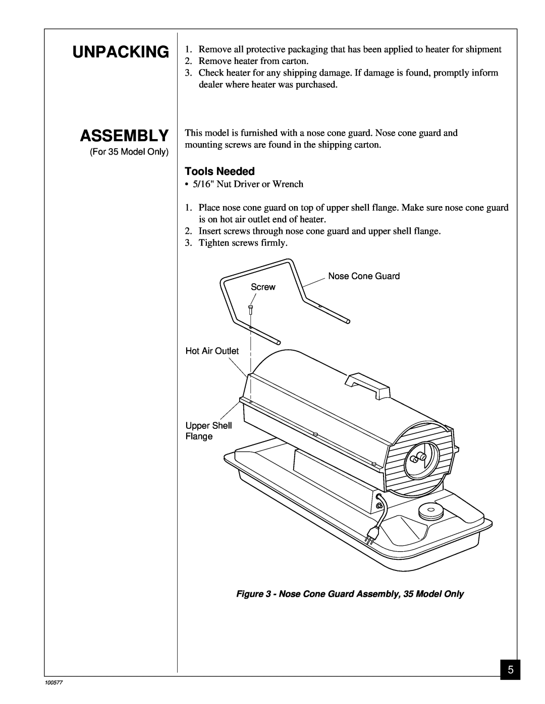 Homelite HHC150A, HHC35A, HHC100A owner manual Unpacking Assembly, Tools Needed 