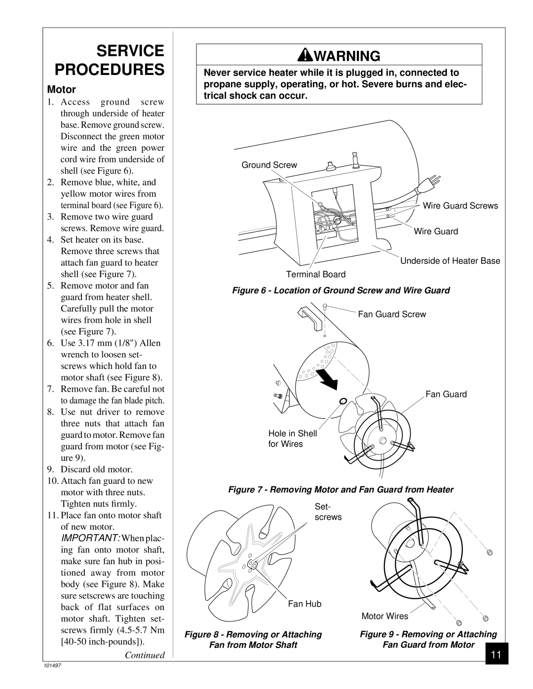 Homelite HHC50LP owner manual Service Procedures, Motor 