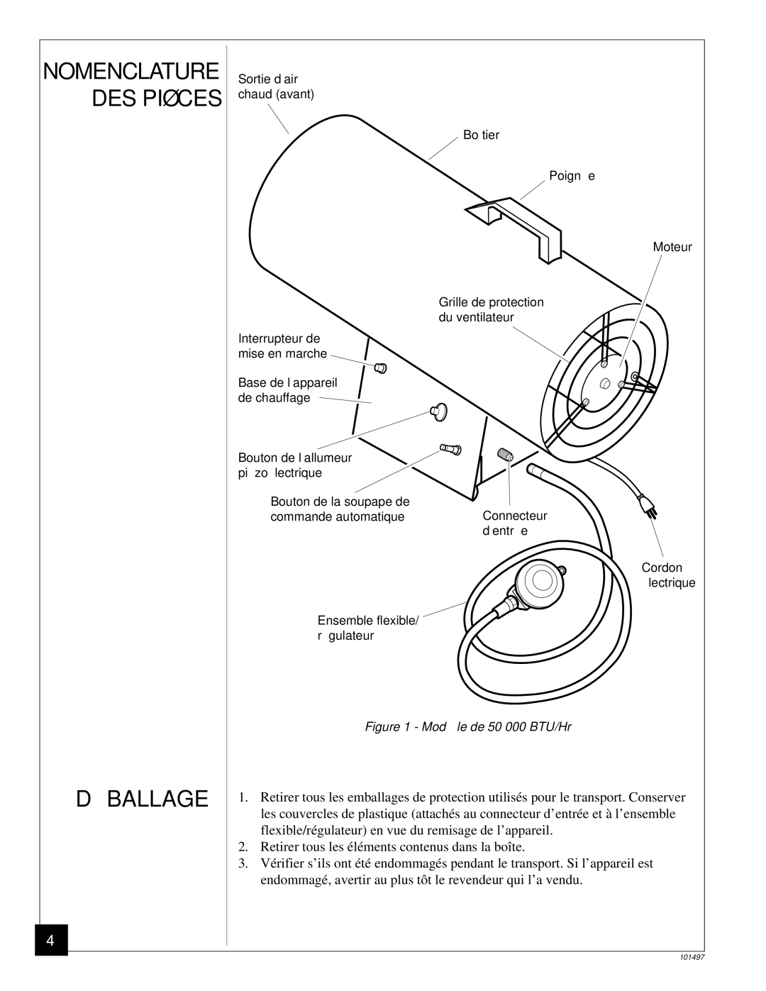 Homelite HHC50LP owner manual DÉ Ballage, Nomenclature DES PIÈ CES 