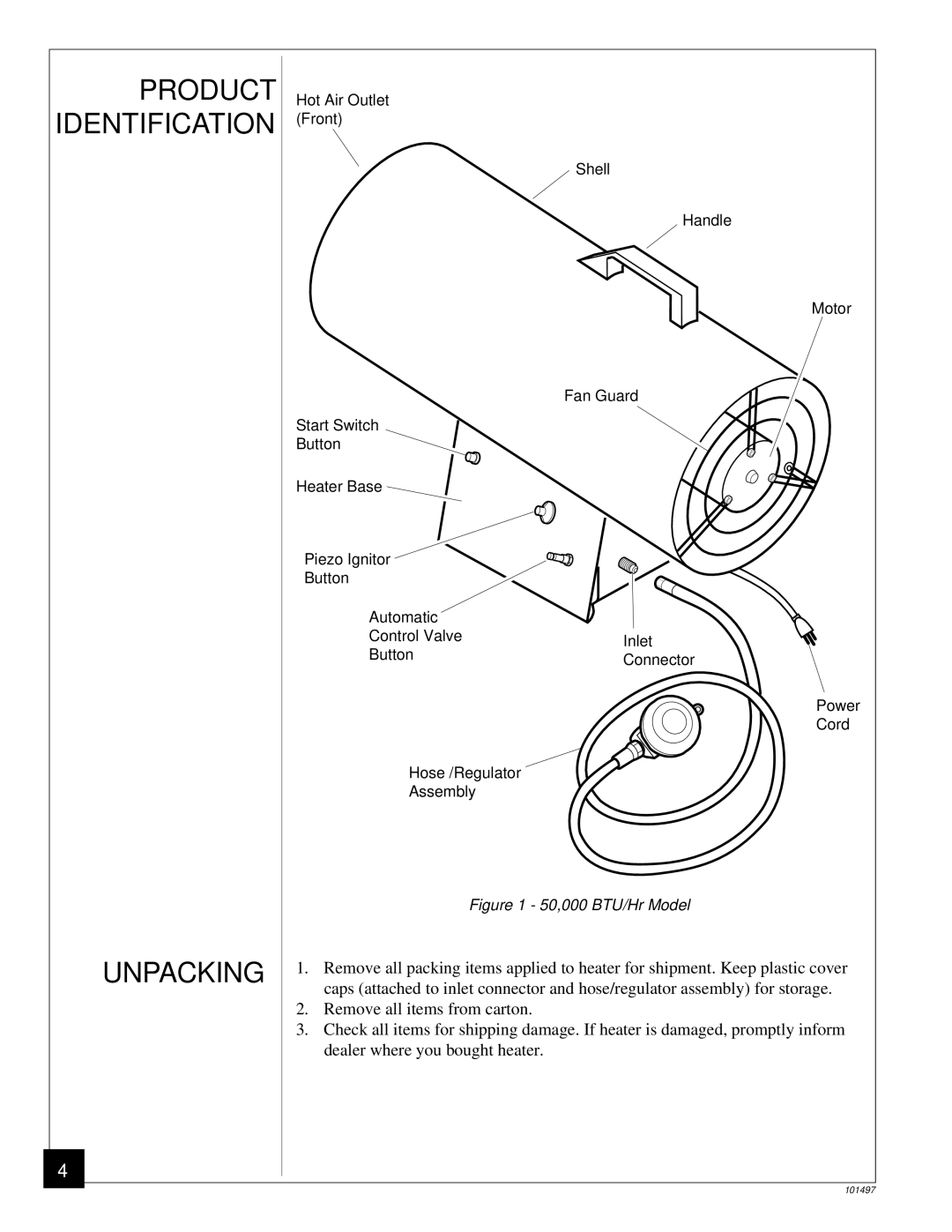 Homelite HHC50LP owner manual Unpacking, Product Identification 