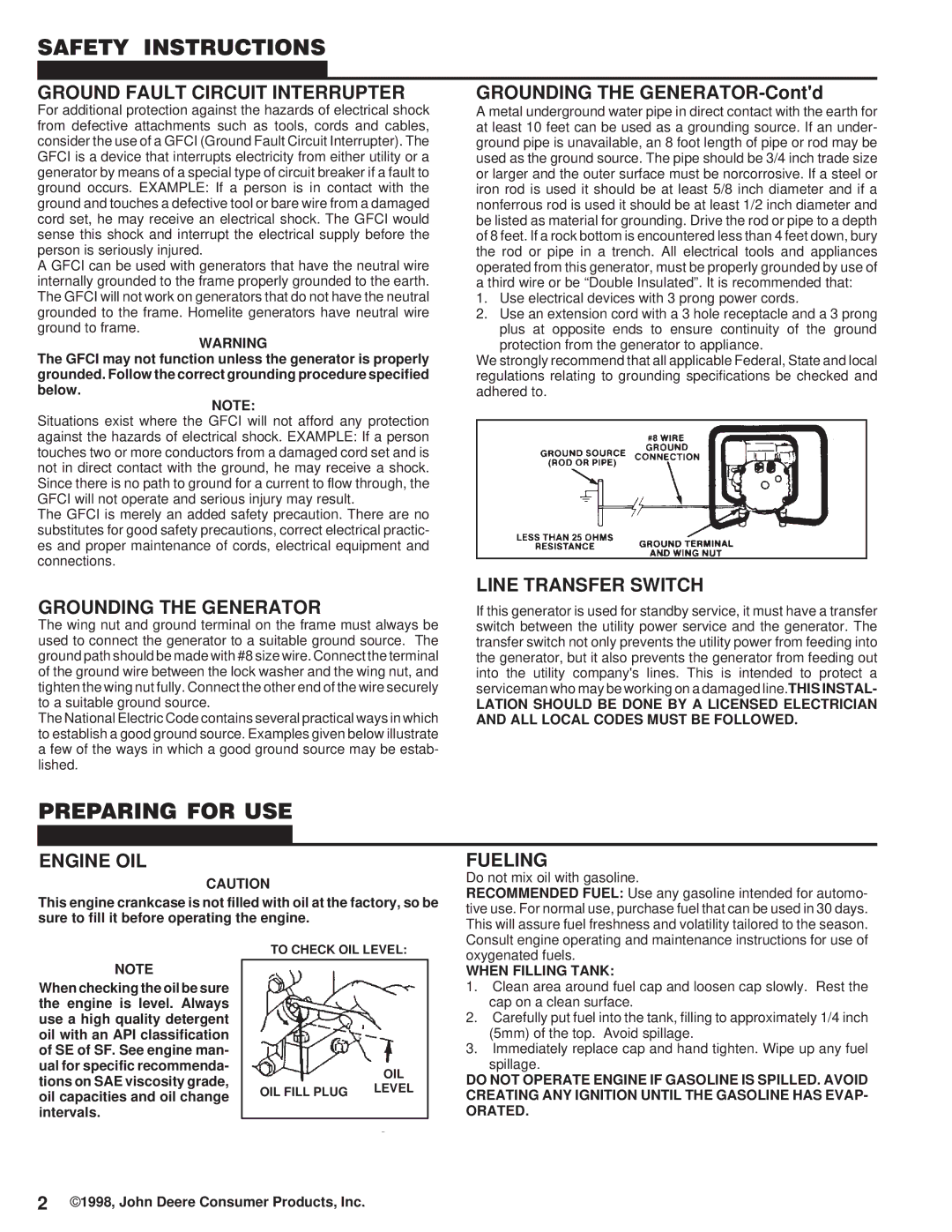 Homelite HL2500, UT03697 C owner manual Safety Instructions, Preparing for USE 