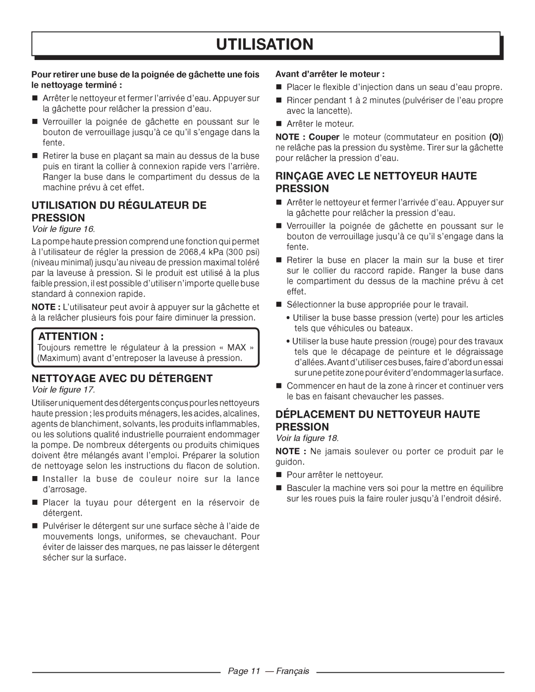 Homelite HL80923 manuel dutilisation Utilisation DU Régulateur DE Pression, Nettoyage Avec DU Détergent 