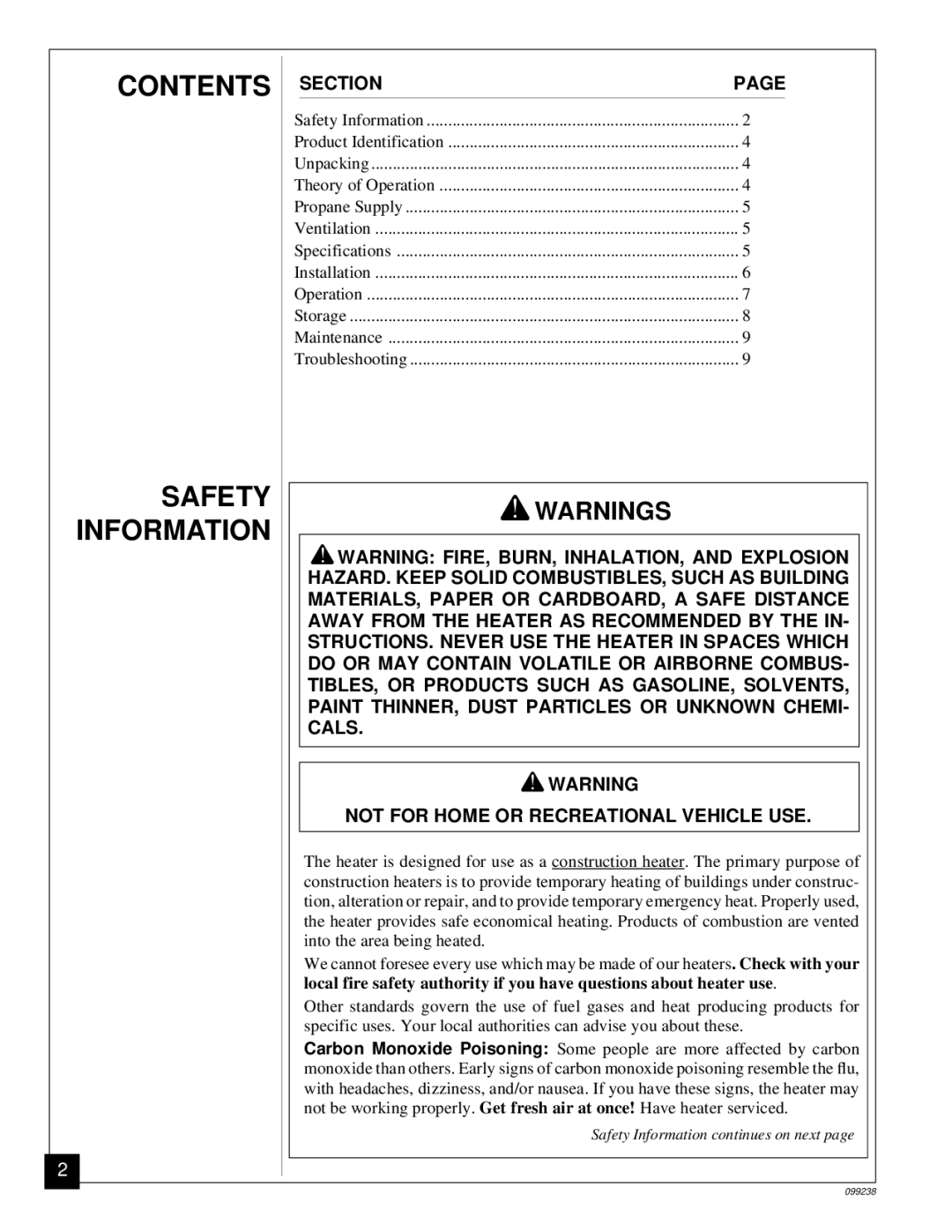 Homelite HP275 owner manual Contents Section, Safety 